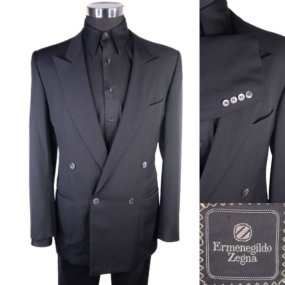 VTG Ermenegildo Zegna Men's Wool Double Breasted Sport Coat Jacket - Size 42L